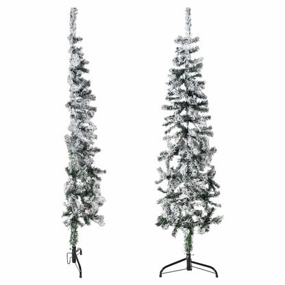 Slim Artificial Half Christmas Tree with Flocked Snow 4 ft