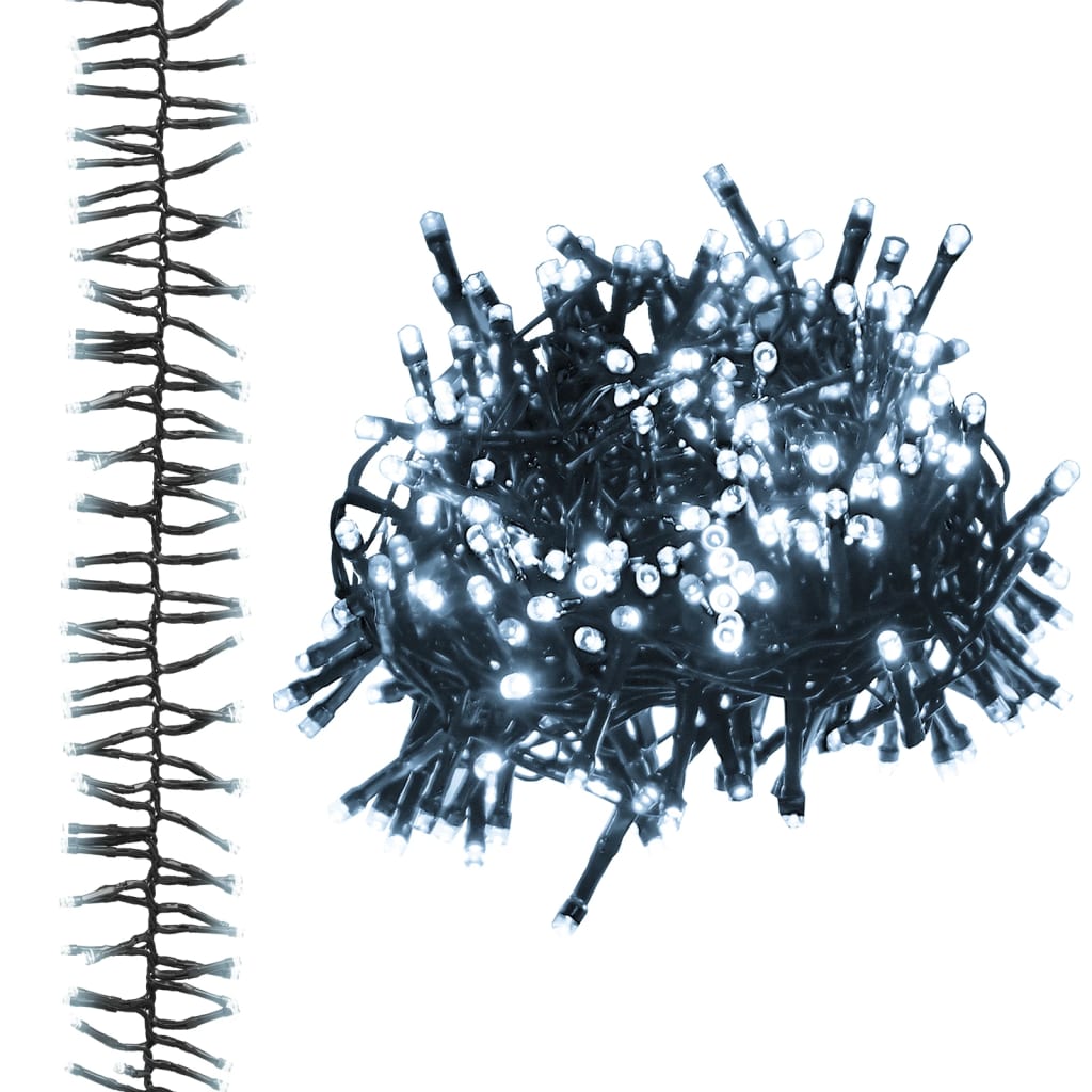 LED Cluster String Cool White, Dark Green PVC, Copper 75.6 ft long