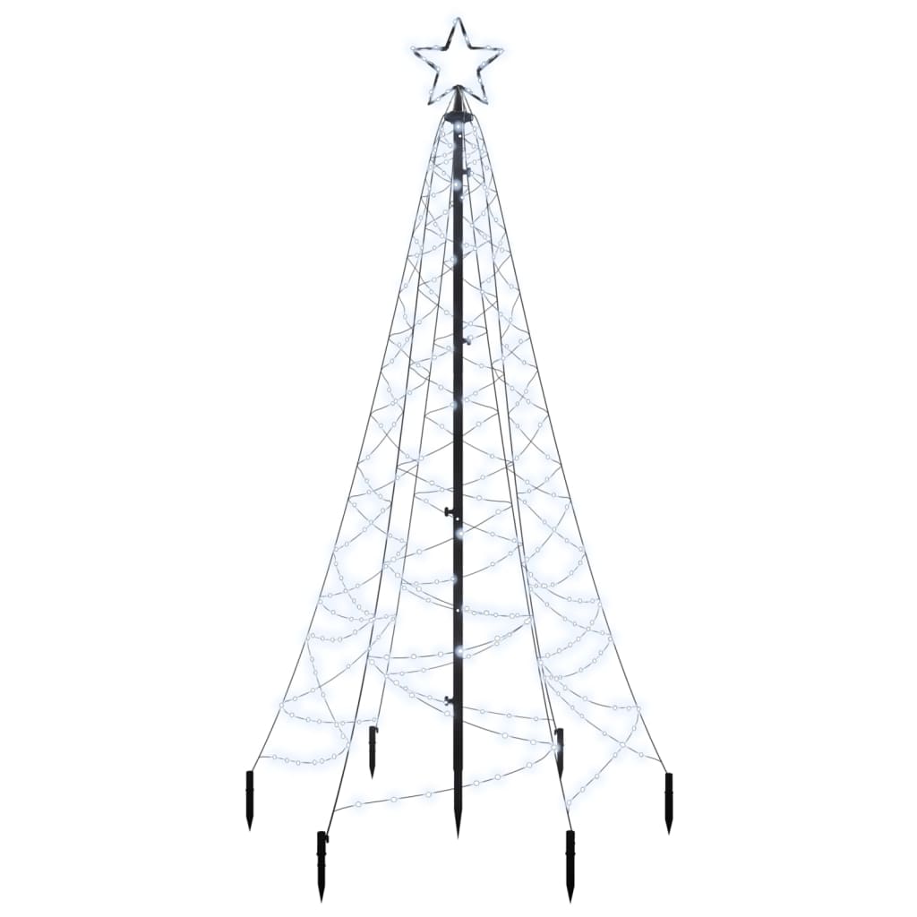 Christmas Tree With Spike Cold White Powder-coated steel