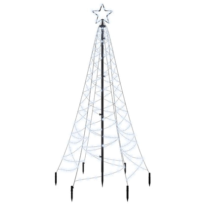Christmas Tree With Spike Cold White Powder-coated steel