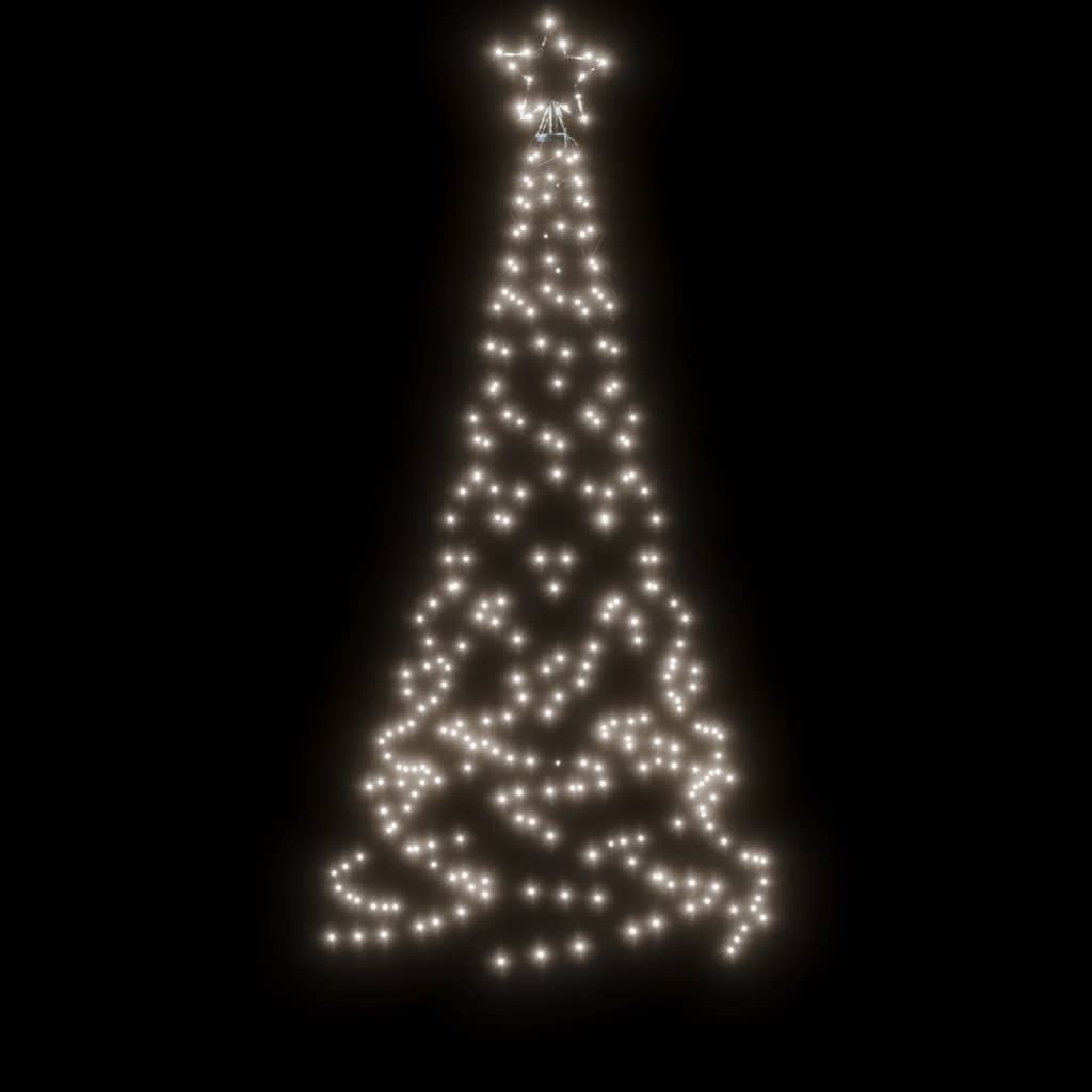 Christmas Tree With Spike Cold White Powder-coated steel