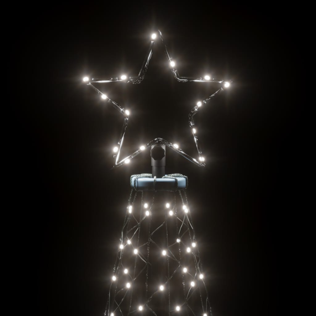 Christmas Tree With Spike Cold White Powder-coated steel