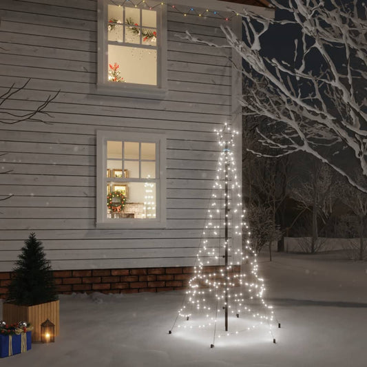 Christmas Tree With Spike Cold White Powder-coated steel