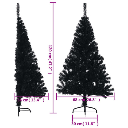 Artificial Half Christmas Tree with Stand Black 4 ft PVC