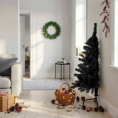 Artificial Half Christmas Tree with Stand Black 4 ft PVC