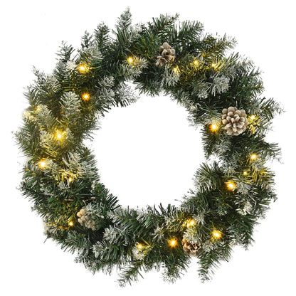 Christmas Wreath with LED Lights Green 17.7" PVC