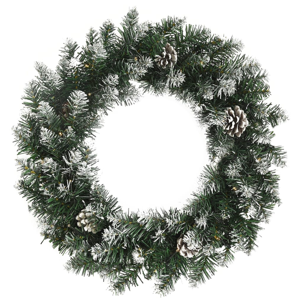 Christmas Wreath with LED Lights Green 17.7" PVC
