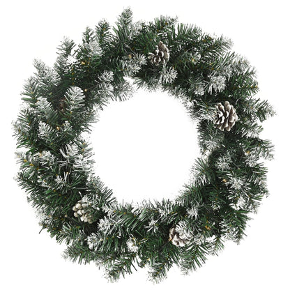 Christmas Wreath with LED Lights Green 17.7" PVC