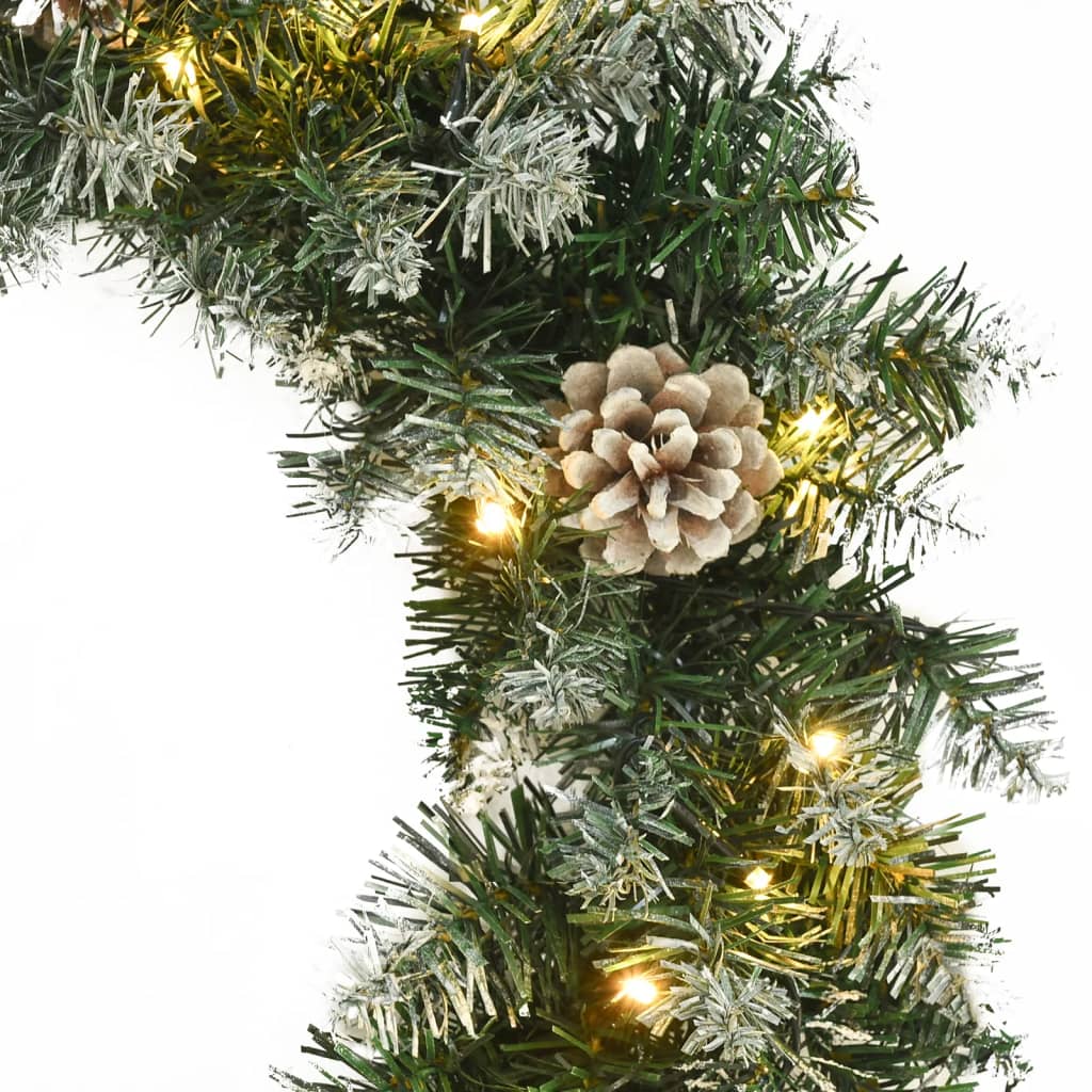 Christmas Wreath with LED Lights Green 17.7" PVC