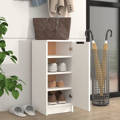 Shoe Cabinet White 11.8x13.8x27.6" Engineered Wood