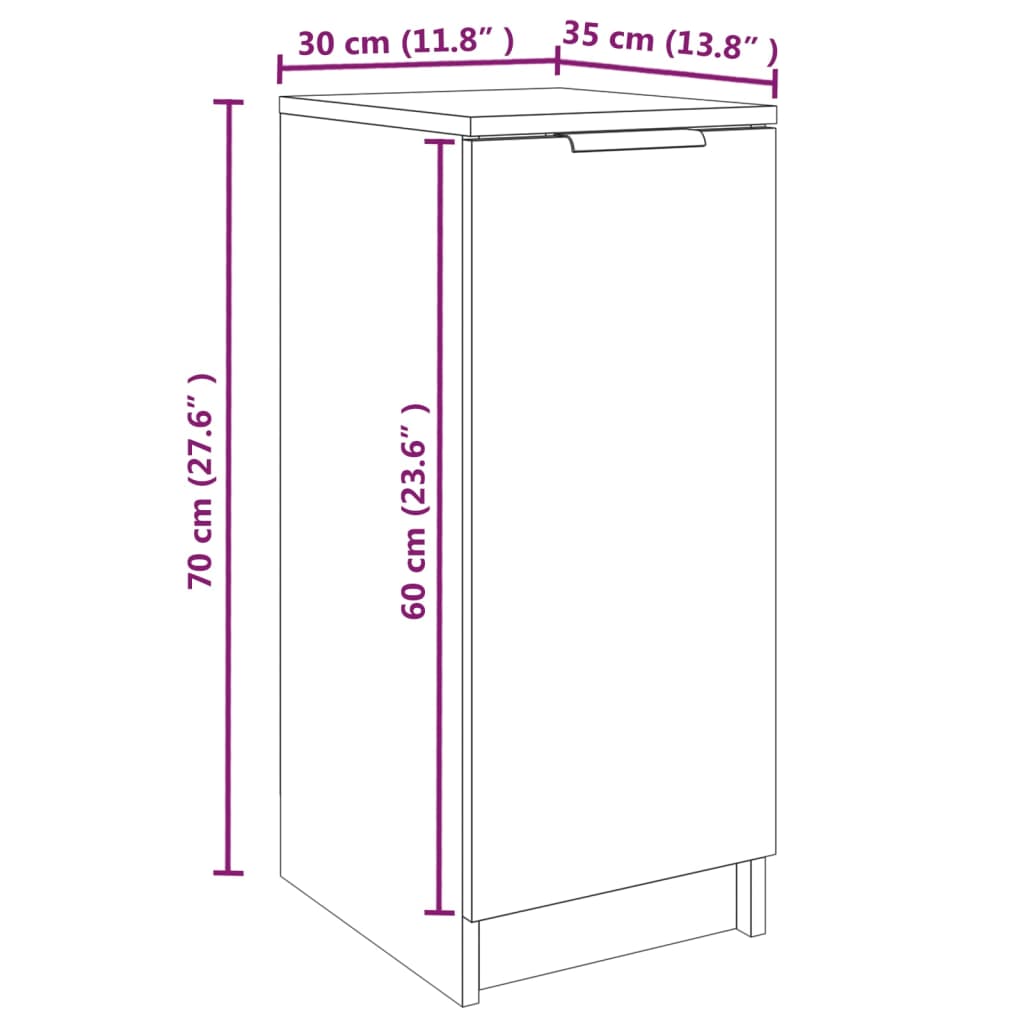 Shoe Cabinet White 11.8x13.8x27.6" Engineered Wood