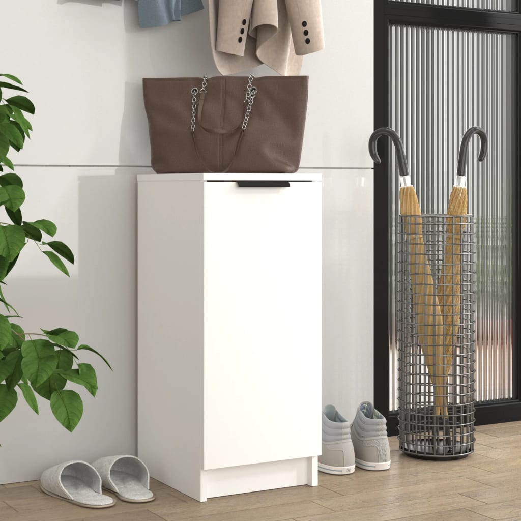 Shoe Cabinet White 11.8x13.8x27.6" Engineered Wood