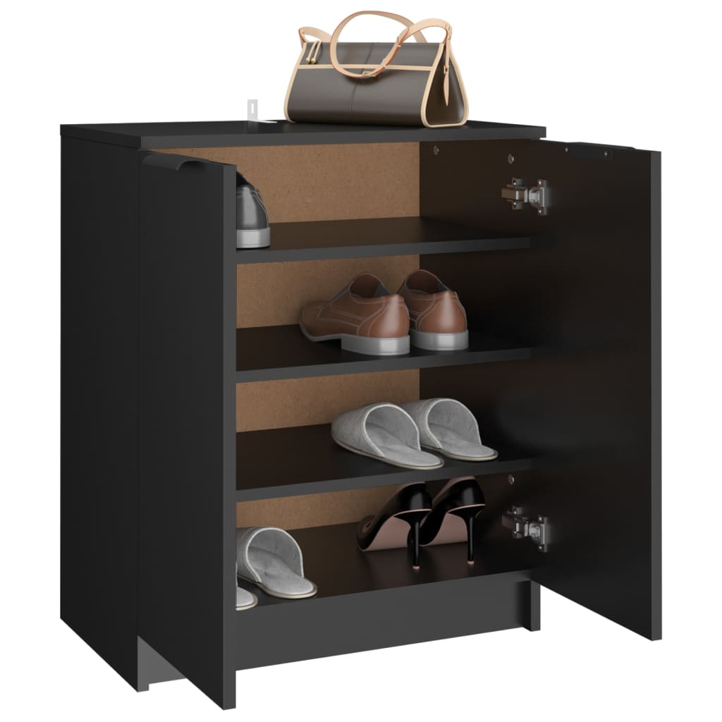 Shoe Cabinet Black 23.2x13.8x27.6" Engineered Wood