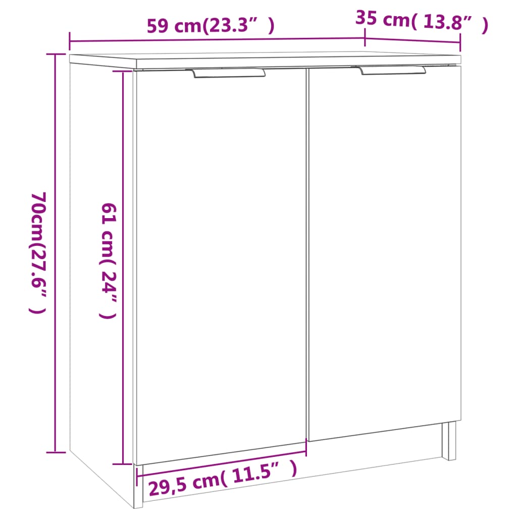 Shoe Cabinet Black 23.2x13.8x27.6" Engineered Wood