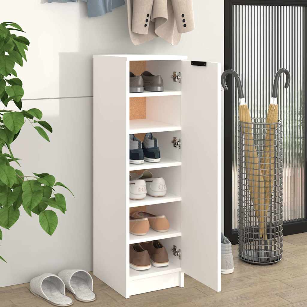 Shoe Cabinet White 11.8x13.8x39.4" Engineered Wood