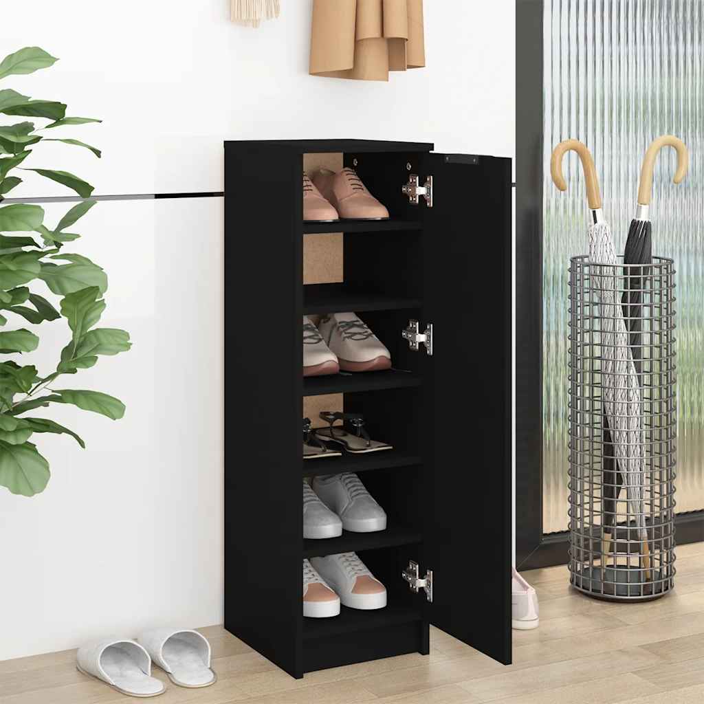 Shoe Cabinet Black 11.8"x13.8"x39.4" Engineered Wood