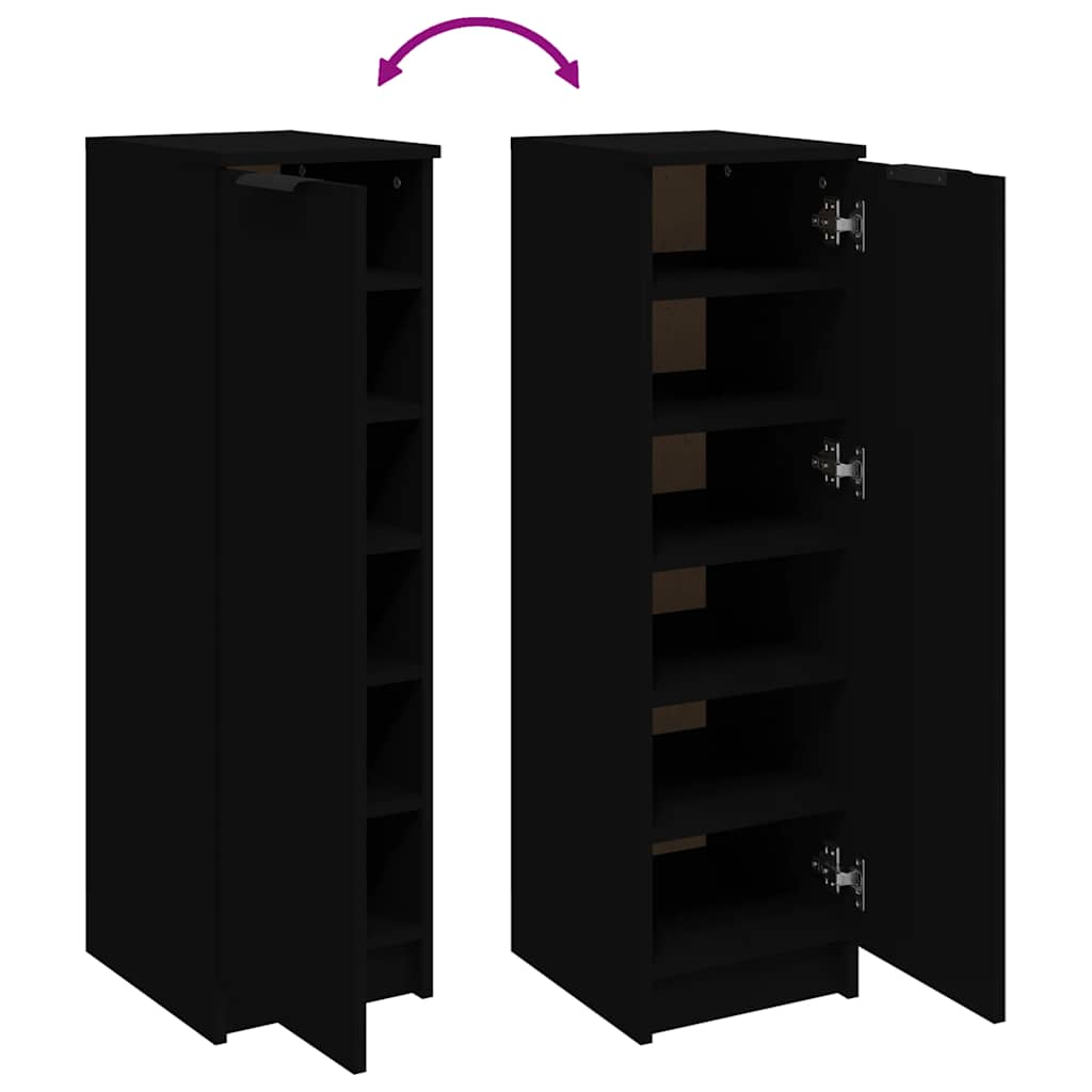 Shoe Cabinet Black 11.8"x13.8"x39.4" Engineered Wood