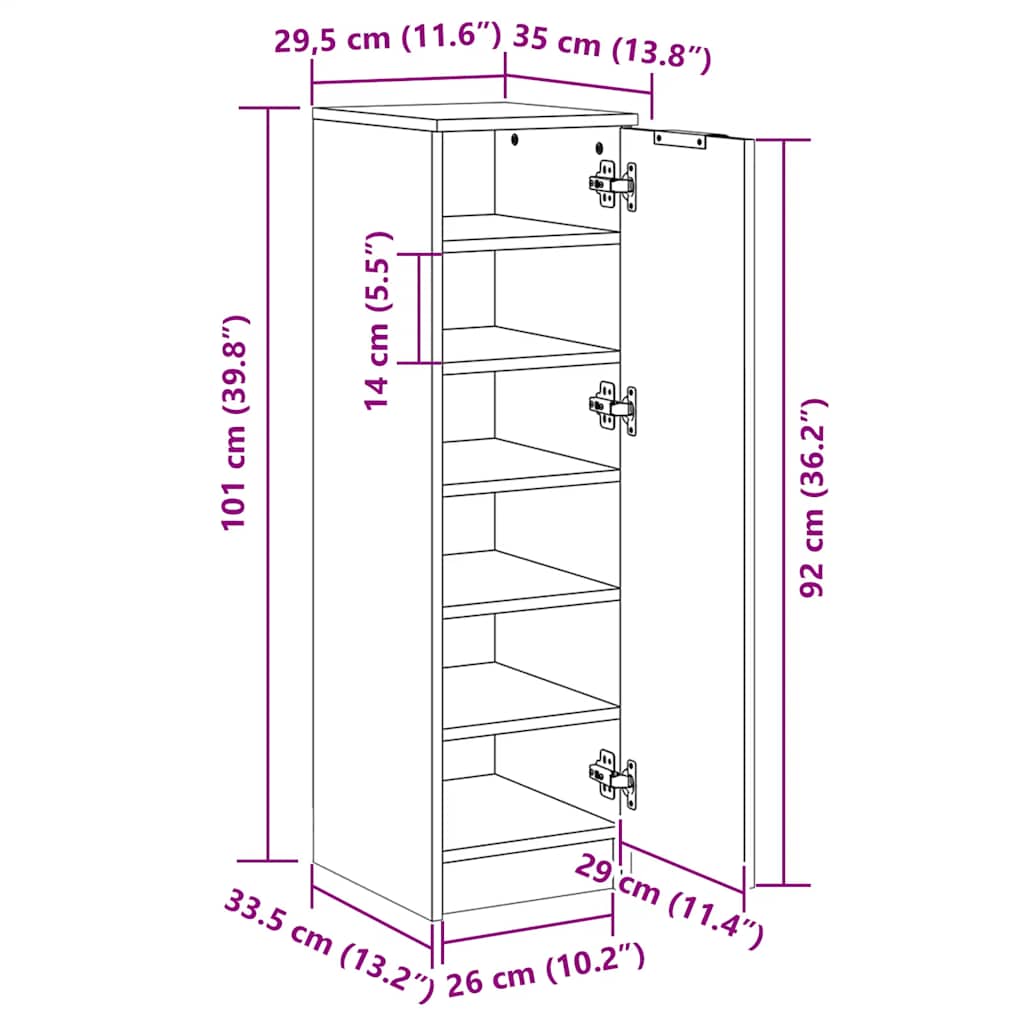 Shoe Cabinet Black 11.8"x13.8"x39.4" Engineered Wood