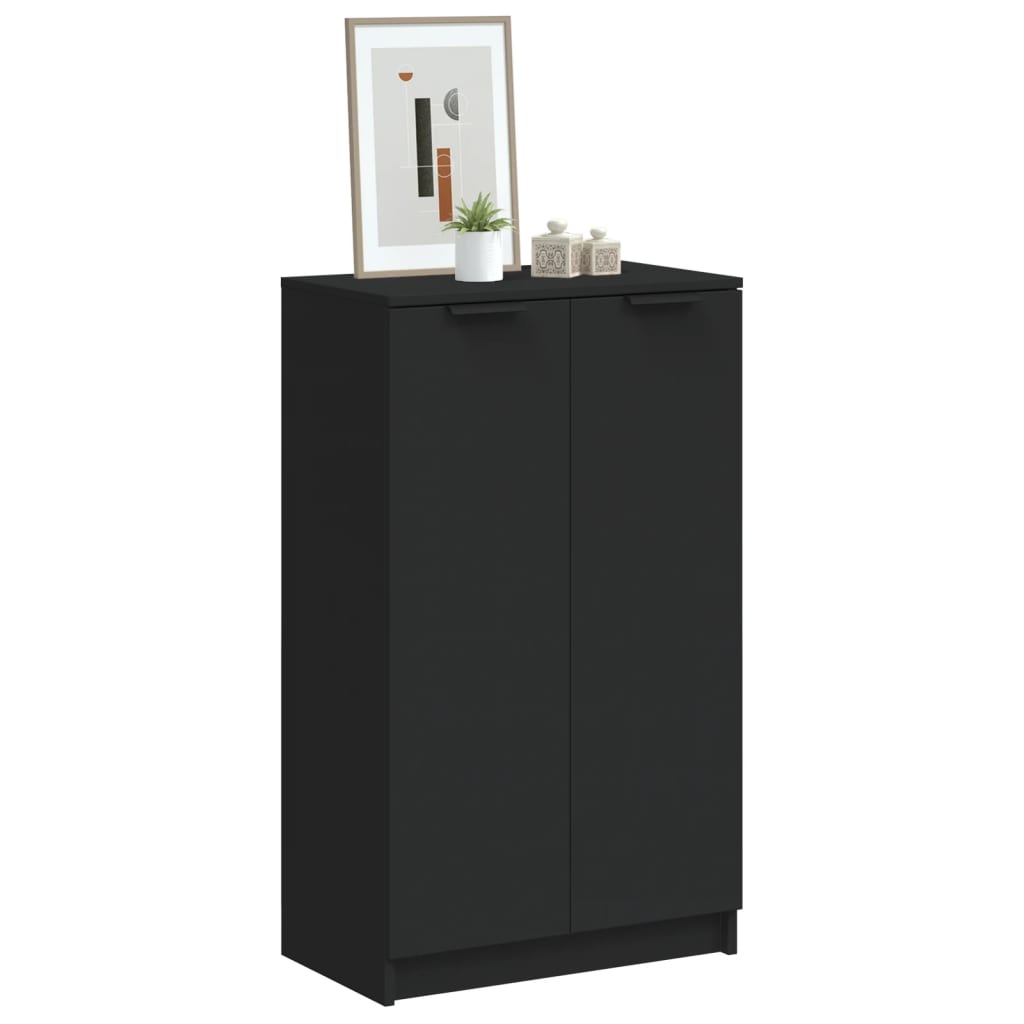 Shoe Cabinet Black 23.2x13.8x39.4" Engineered Wood