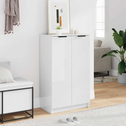 Shoe Cabinet High Gloss White 23.2x13.8x39.6" Engineered Wood