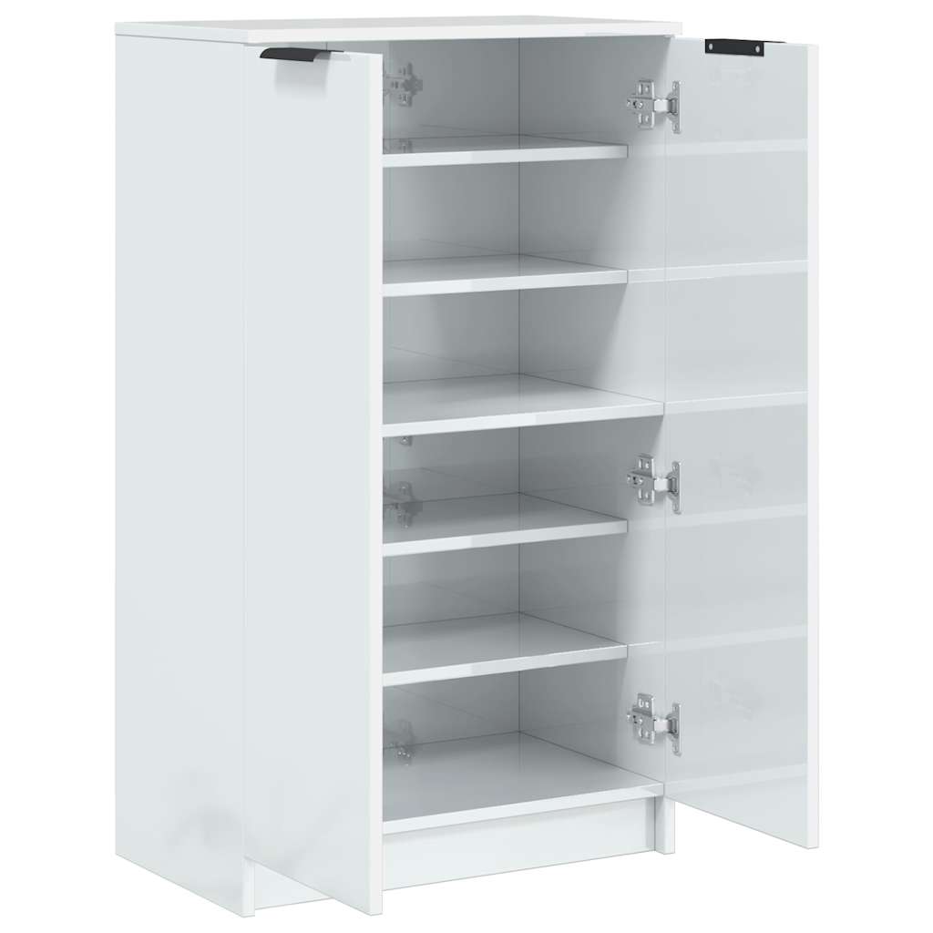 Shoe Cabinet High Gloss White 23.2x13.8x39.6" Engineered Wood