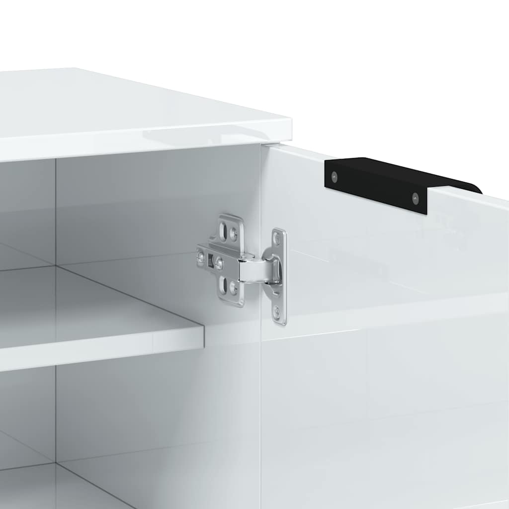 Shoe Cabinet High Gloss White 23.2x13.8x39.6" Engineered Wood