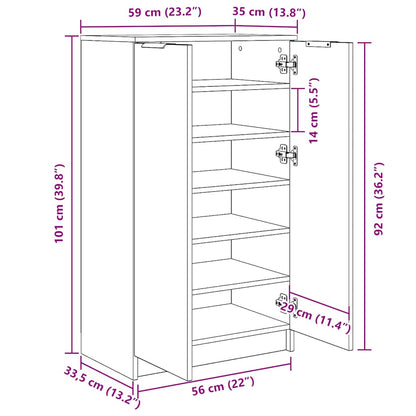 Shoe Cabinet High Gloss White 23.2x13.8x39.6" Engineered Wood