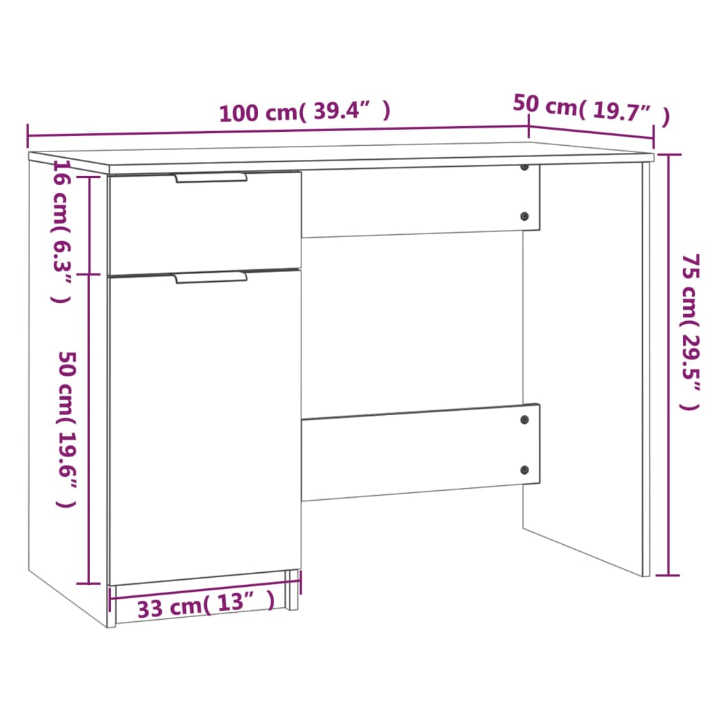 Desk Concrete Gray 39.4"x19.7"x29.5" Engineered Wood