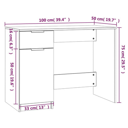 Desk Concrete Gray 39.4"x19.7"x29.5" Engineered Wood