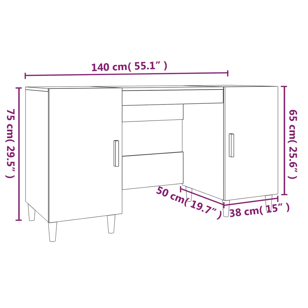 Desk Concrete Grey 55.1x19.7x29.5" Engineered Wood