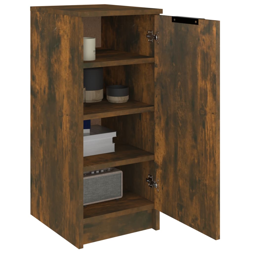 Shoe Cabinet Smoked Oak 11.8x13.8x27.6" Engineered Wood