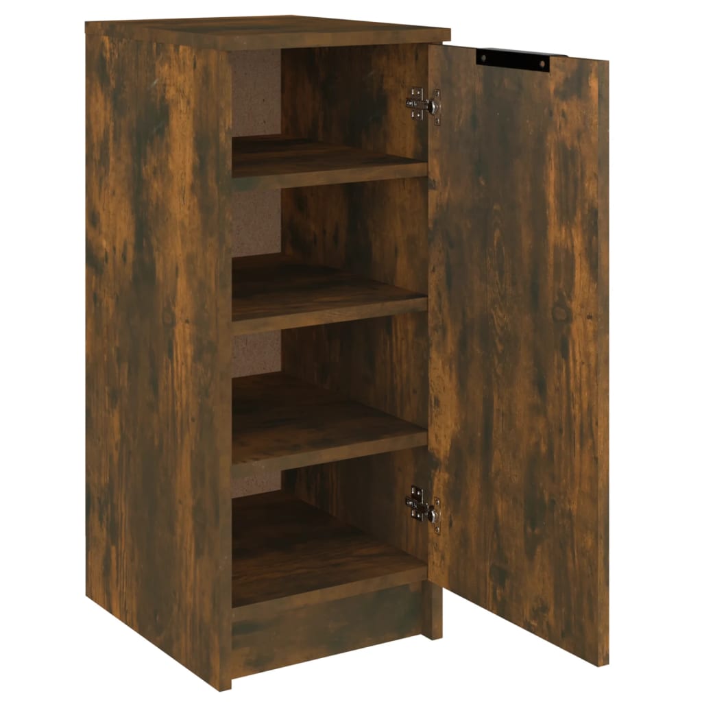 Shoe Cabinet Smoked Oak 11.8x13.8x27.6" Engineered Wood