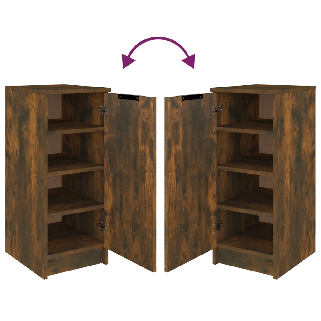Shoe Cabinet Smoked Oak 11.8x13.8x27.6" Engineered Wood