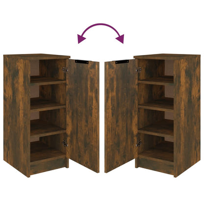 Shoe Cabinet Smoked Oak 11.8x13.8x27.6" Engineered Wood