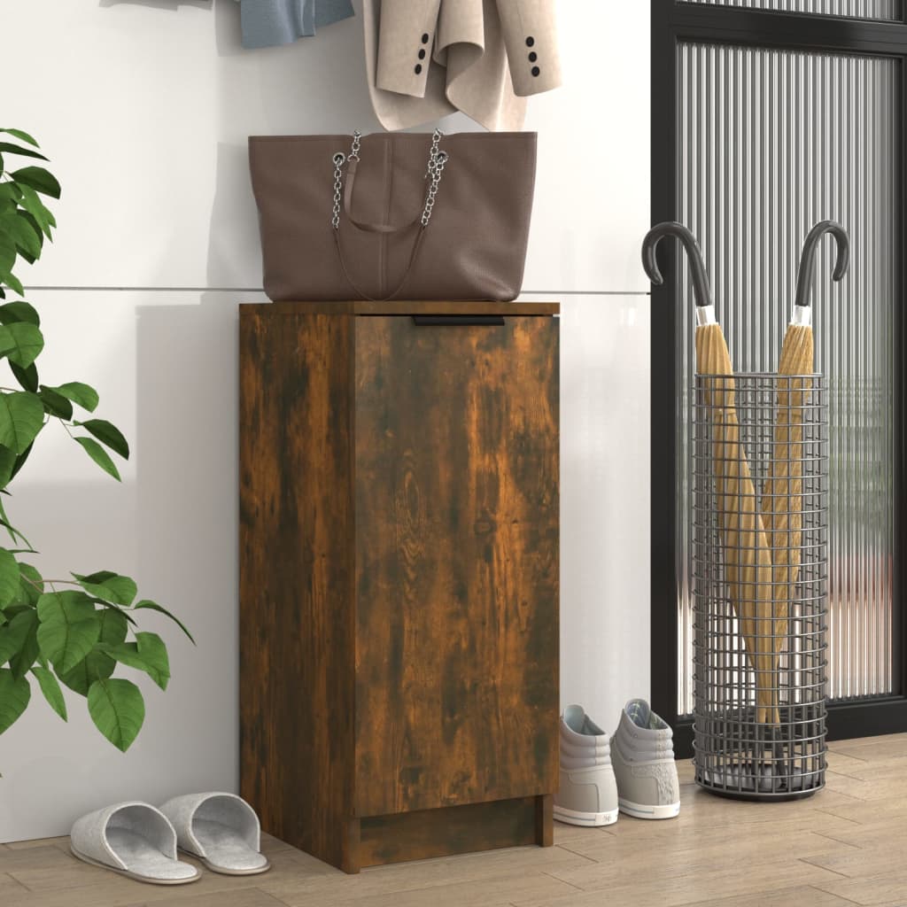 Shoe Cabinet Smoked Oak 11.8x13.8x27.6" Engineered Wood