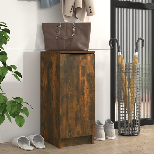 Shoe Cabinet Smoked Oak 11.8x13.8x27.6" Engineered Wood