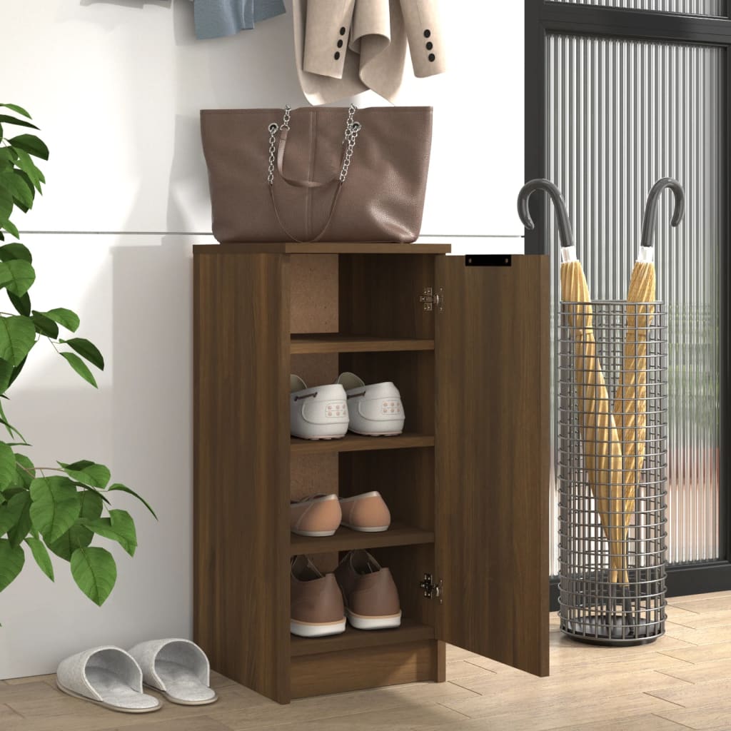 Shoe Cabinet Brown Oak 11.8x13.8x27.6" Engineered Wood