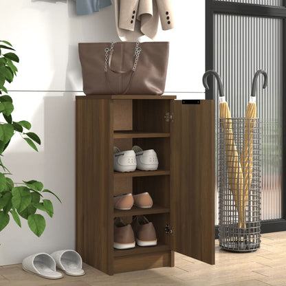 Shoe Cabinet Brown Oak 11.8x13.8x27.6" Engineered Wood