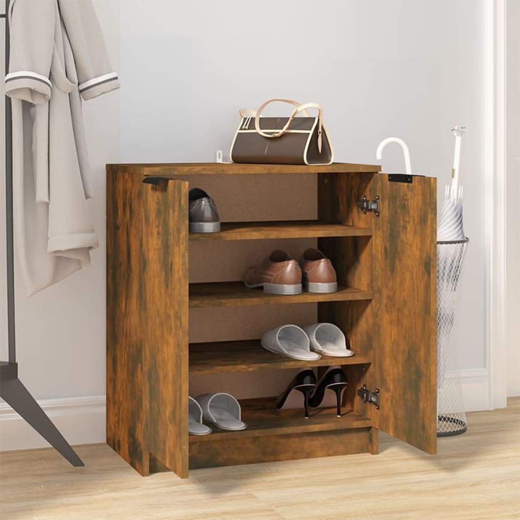 Shoe Cabinet Smoked Oak 23.2x13.8x27.6" Engineered Wood