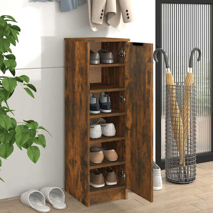 Shoe Cabinet Smoked Oak 11.8x13.8x39.4" Engineered Wood