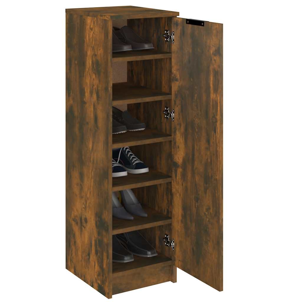 Shoe Cabinet Smoked Oak 11.8x13.8x39.4" Engineered Wood