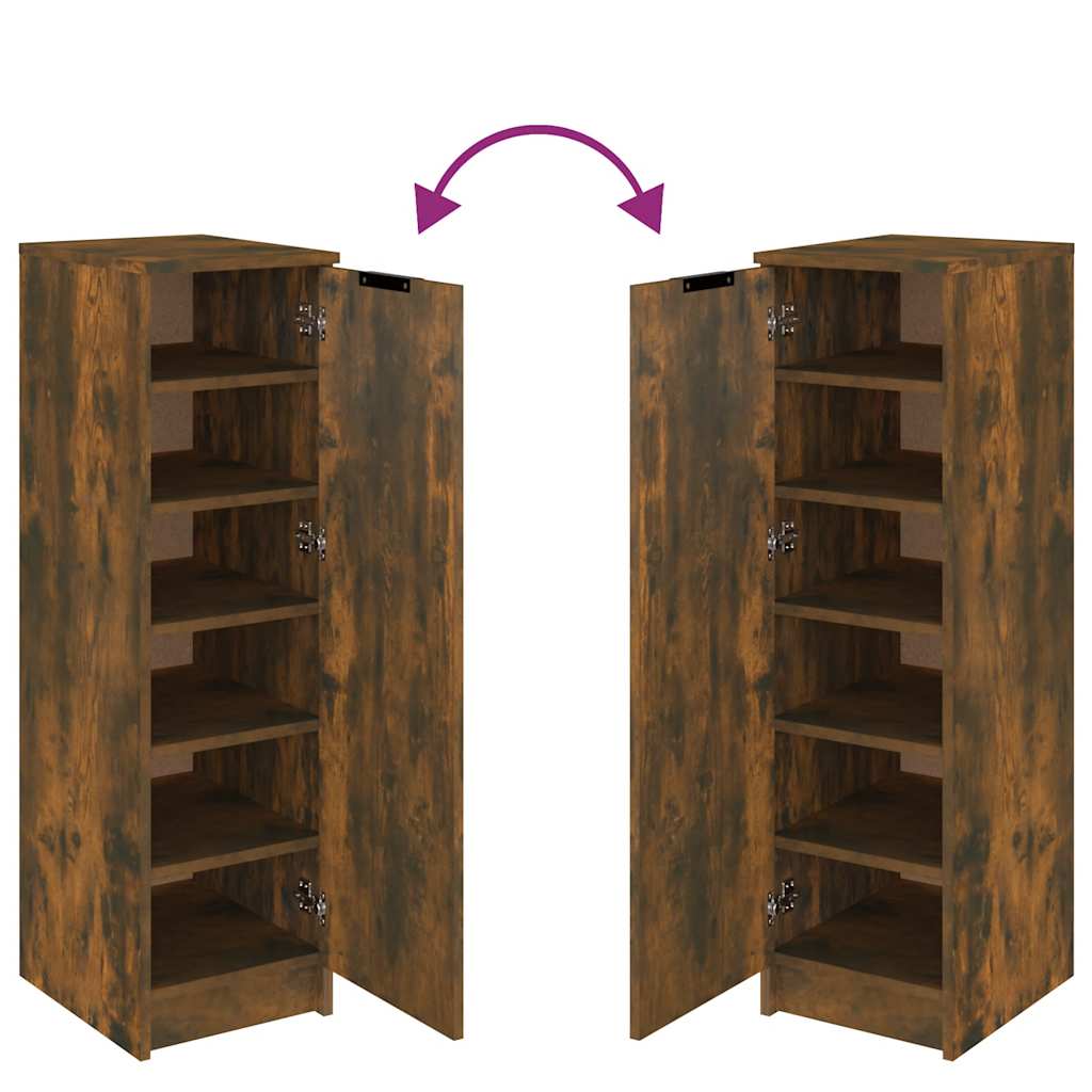 Shoe Cabinet Smoked Oak 11.8x13.8x39.4" Engineered Wood