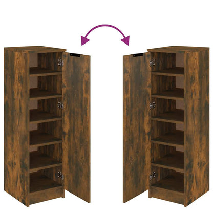 Shoe Cabinet Smoked Oak 11.8x13.8x39.4" Engineered Wood