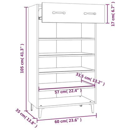 Shoe Cabinet Grey Sonoma 23.6x13.8x41.3" Engineered Wood
