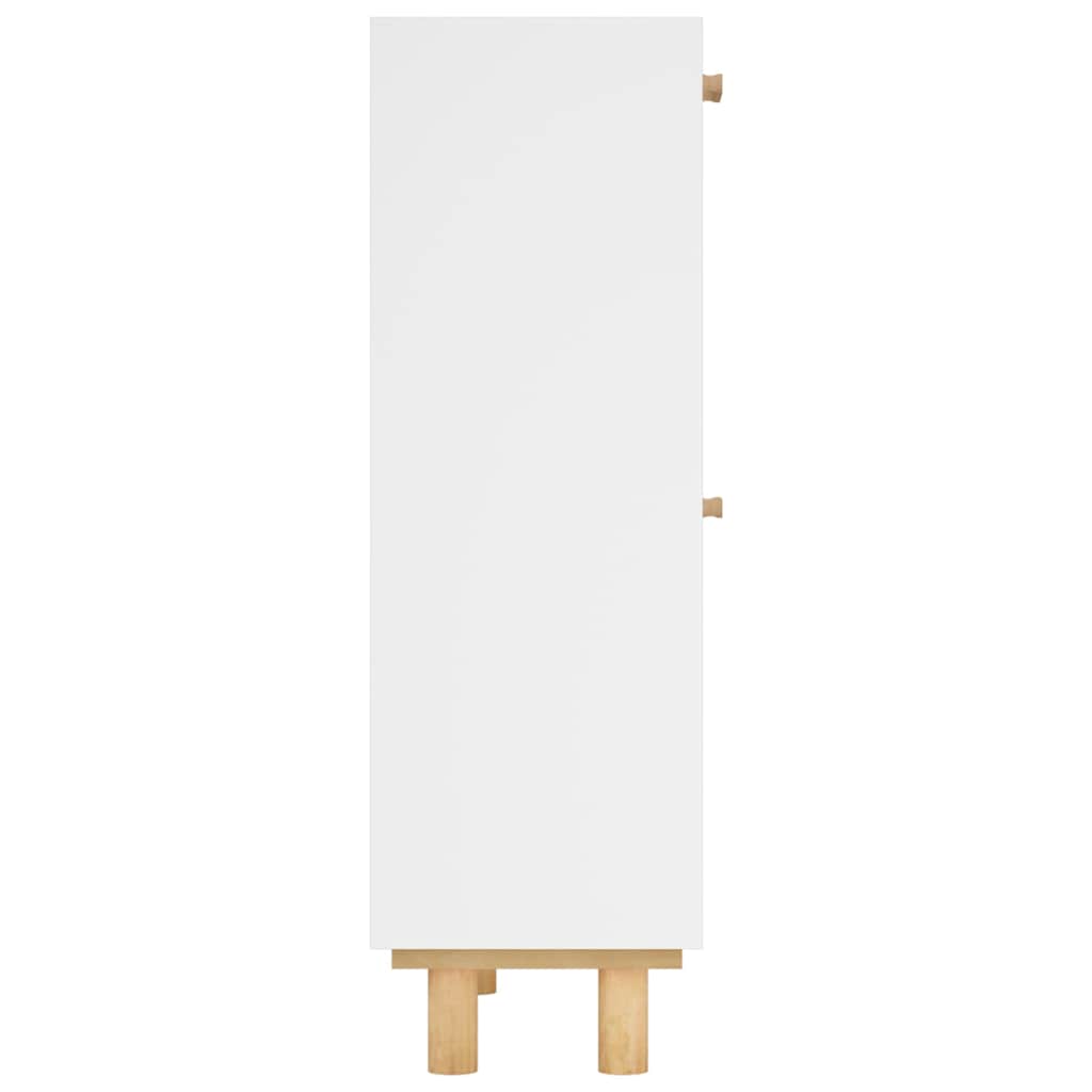 Shoe Cabinet White 20.5x9.8x31.5" Engineered Wood&Natural Rattan