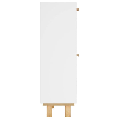 Shoe Cabinet White 20.5x9.8x31.5" Engineered Wood&Natural Rattan