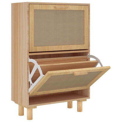 Shoe Cabinet Brown 20.5x9.8x31.5" Engineered Wood&Natural Rattan