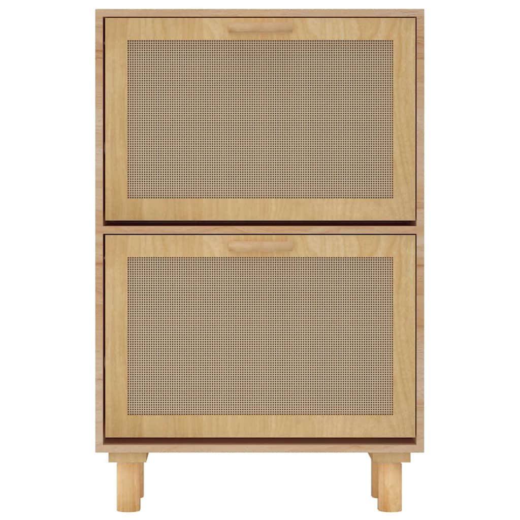 Shoe Cabinet Brown 20.5x9.8x31.5" Engineered Wood&Natural Rattan