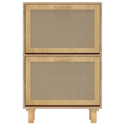 Shoe Cabinet Brown 20.5x9.8x31.5" Engineered Wood&Natural Rattan