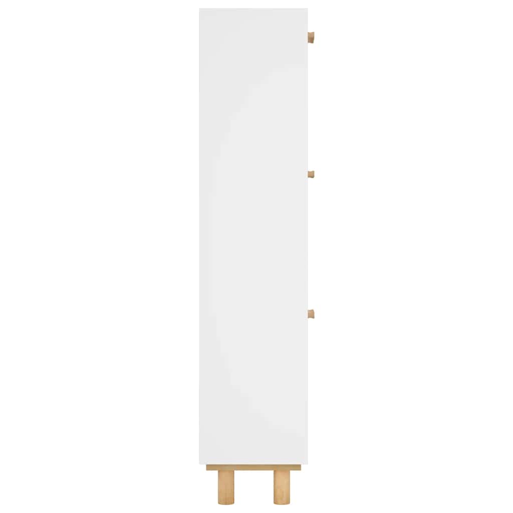 Shoe Cabinet White 20.5"x9.8"x45.3" Engineered Wood&Natural Rattan